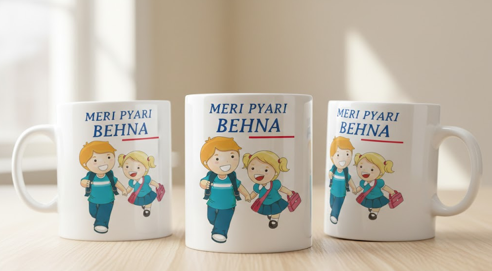 Meri Pyari Behna Printed Coffee Mug – Cute Brother Sister Ceramic Gift for Raksha Bandhan